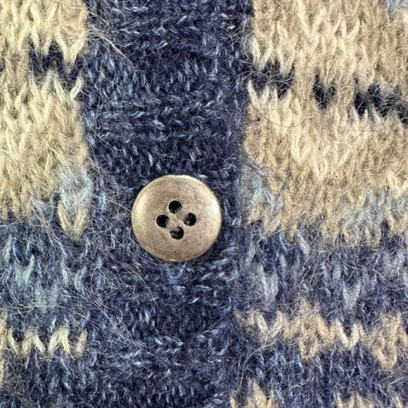 Vintage Maurices Mohair Blend V-Neck Button Cardigan Blue Gray Women's M - Picture 3 of 11